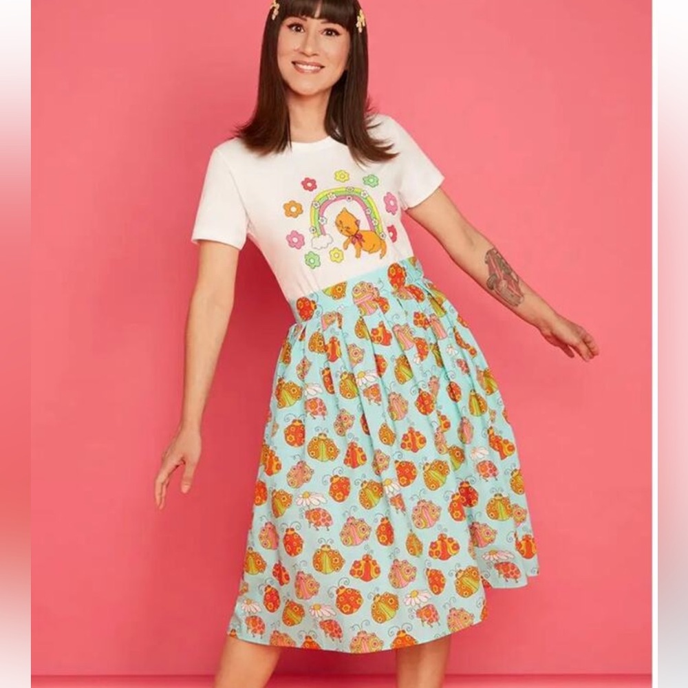 Modcloth Blue and Orange Floral Skirt